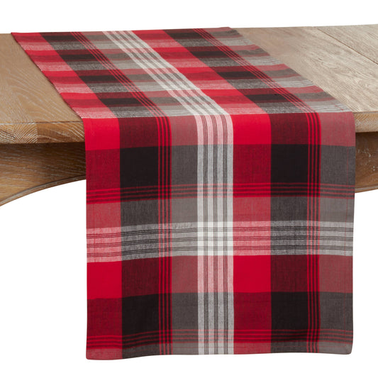 Red and black plaid table runner  