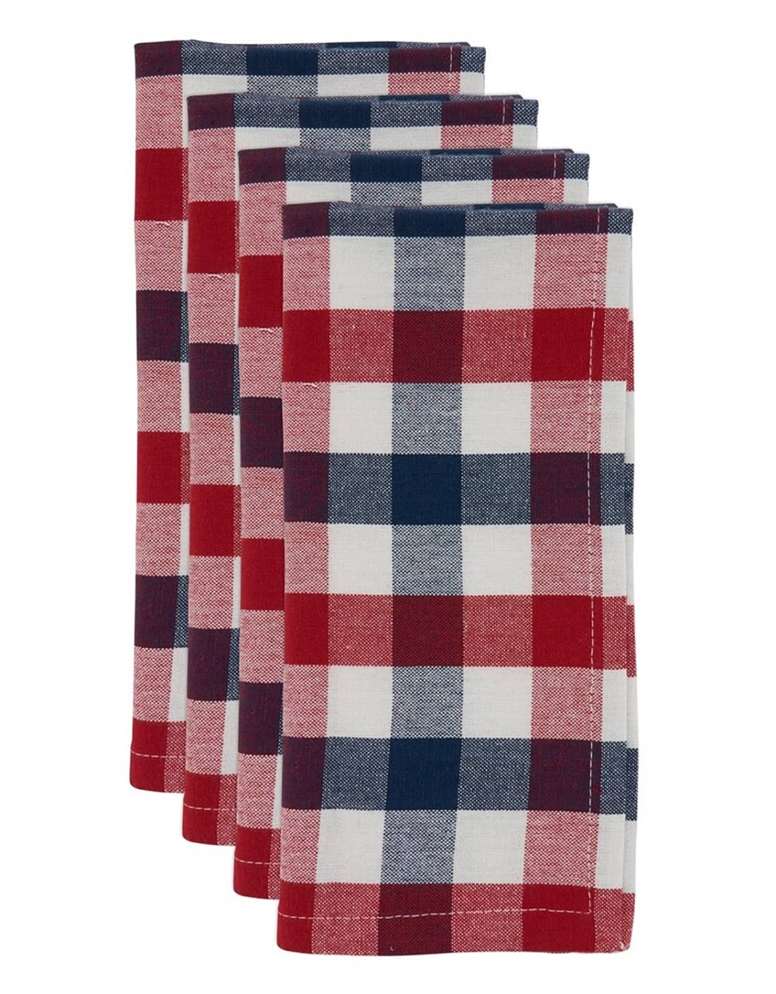 Red White Blue Gingham Cloth Napkins Set of 4