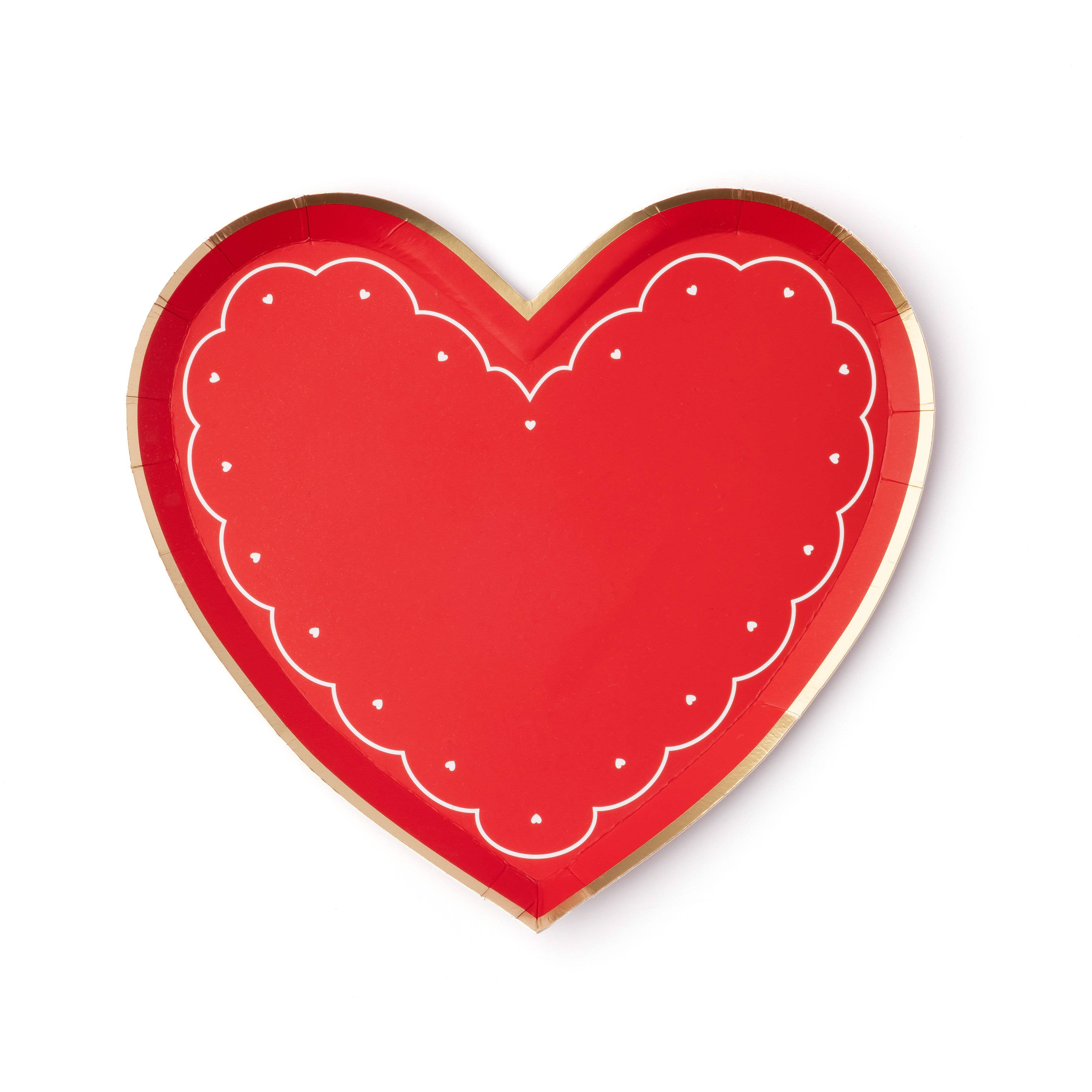 Red and Gold Foil Heart Shape Paper Plates