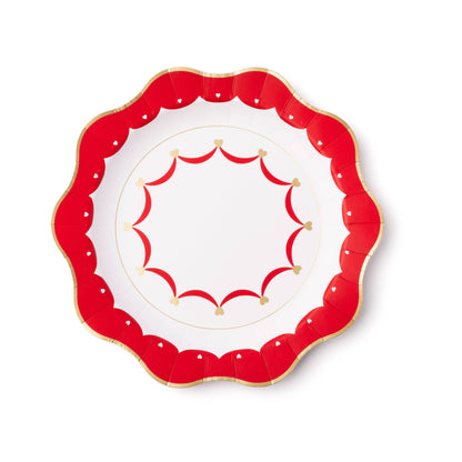 Red and Gold Foil Hearts Paper Dinner Plates