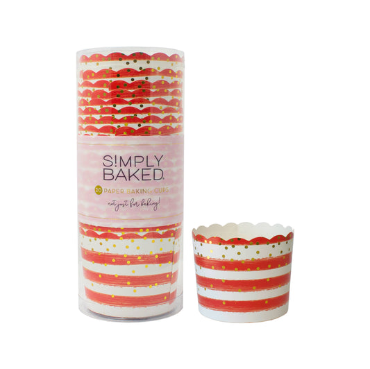 Red and White Stripe Paper Baking Cups