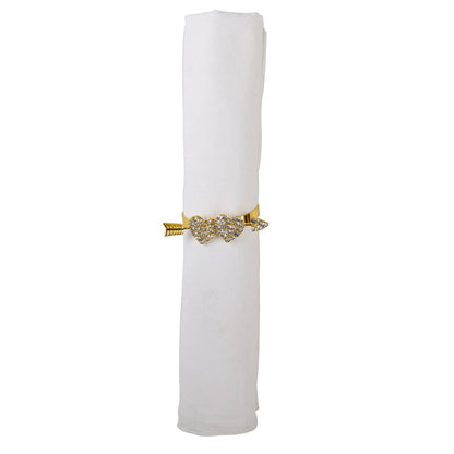 Rhinestone Hearts and Arrow Napkin Rings Set of 4