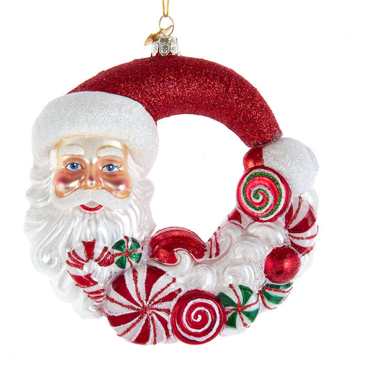 Santa Candy Cane Wreath Ornament