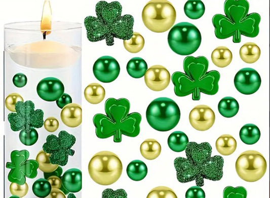 Shamrocks Green and Gold Balls Candle Filler