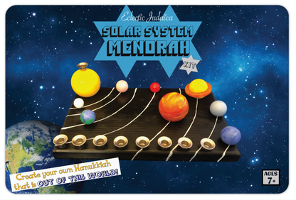 Craft kit for a menorah with a  solar system and planet theme