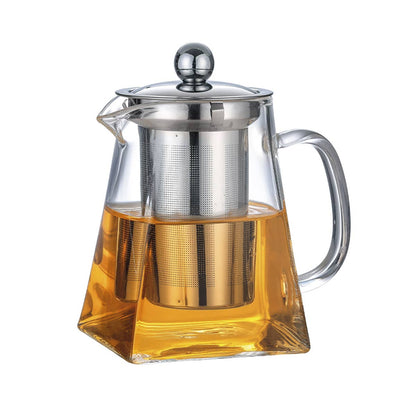 Square Glass Teapot with Stainless Steel Filter