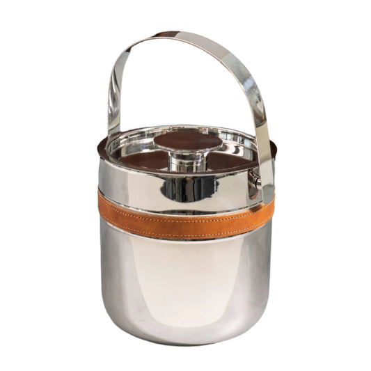 Stainless Steel and Leather Ice Bucket