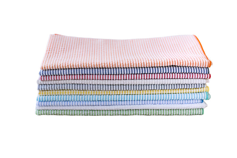 Striped Seersucker Cloth Cocktail Napkins Set of 8