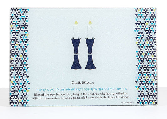 Tempered Glass Shabbat Candles Drip Tray