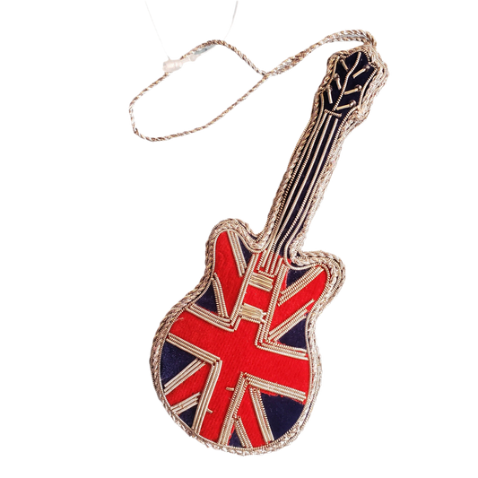 Union Jack Guitar Beaded Ornament