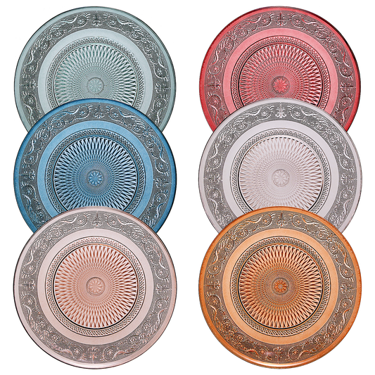 Vintage Inspired Pastel Glass Dinner Plates