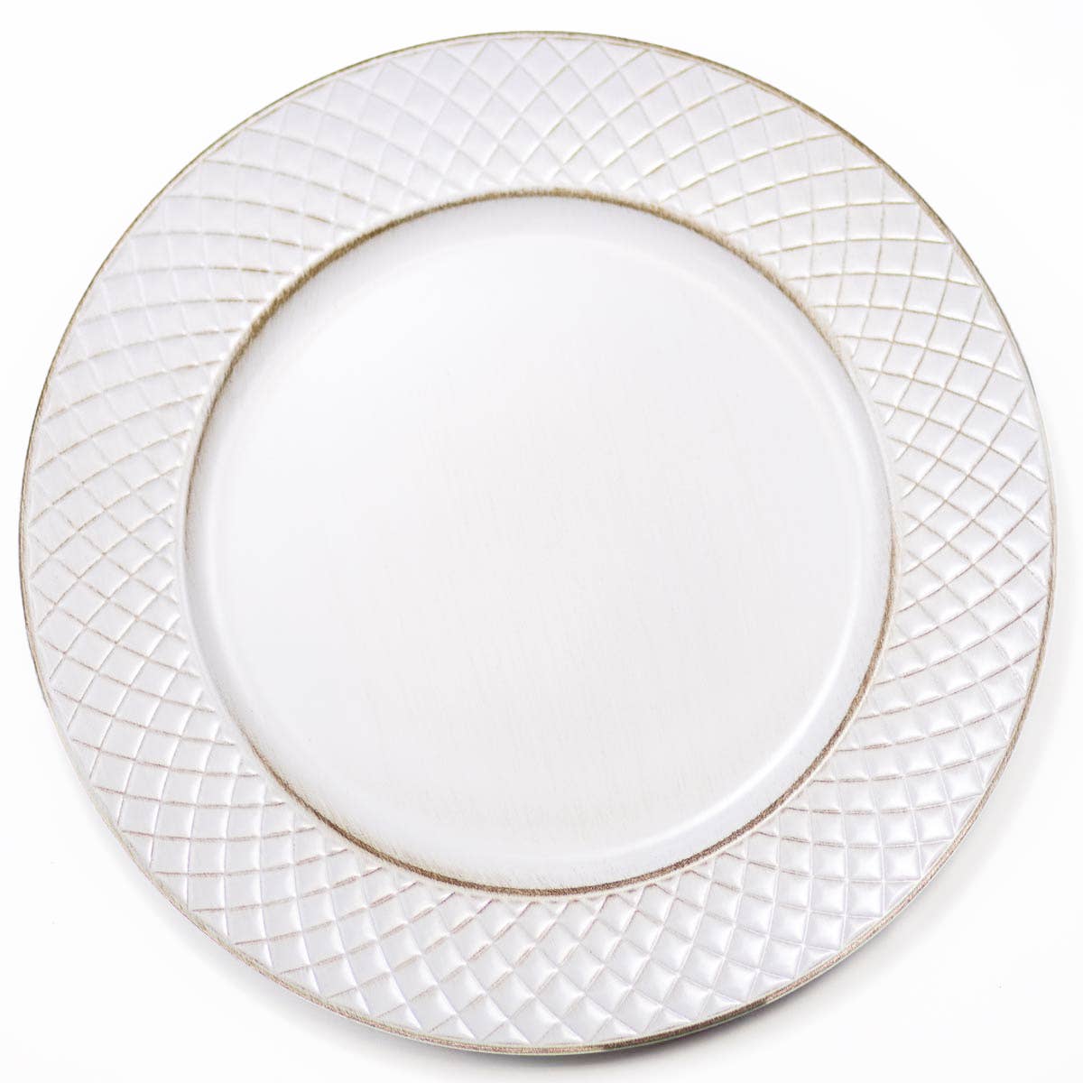White Melamine Criss Cross Plate Chargers Set of 4
