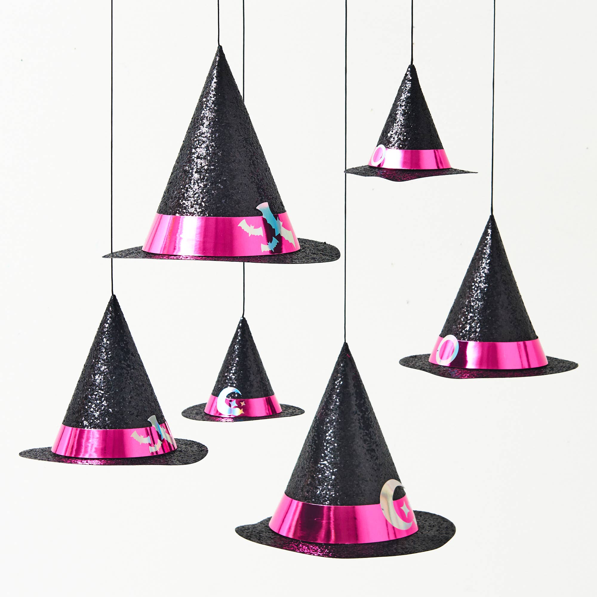 Witch Hat Hanging Ornaments Set of 6