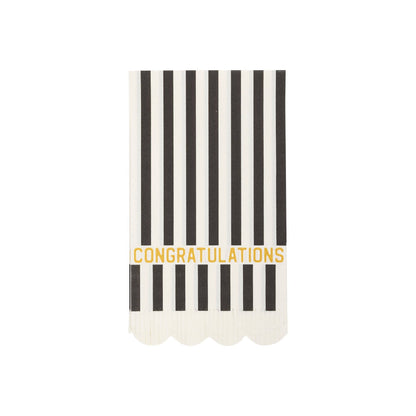 Congratulations Black and White Striped Paper Dinner Napkins