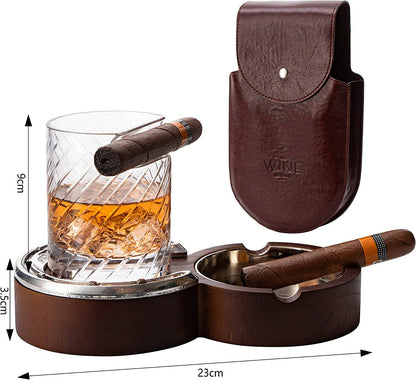 Horseshoe Coaster Whiskey Glass and Cigar Ashtray