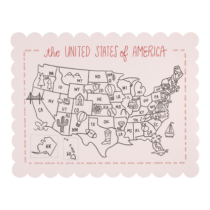 My Mind's Eye Color the USA Map Paper Placemats