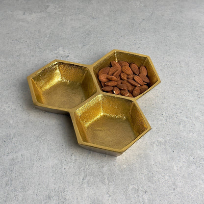 Gold Honeycomb Serving Bowl