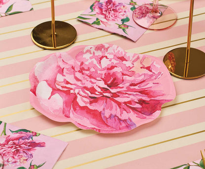 Die Cut Pink Peony Paper Dessert Plates