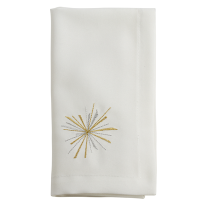 Gold and Silver Starburst White Dinner Napkins