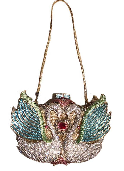 Pastel Color Crystal Swan Clutch/Shoulder Evening Handbag