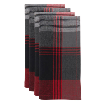 Red Black Gray Plaid Napkins Set of 4