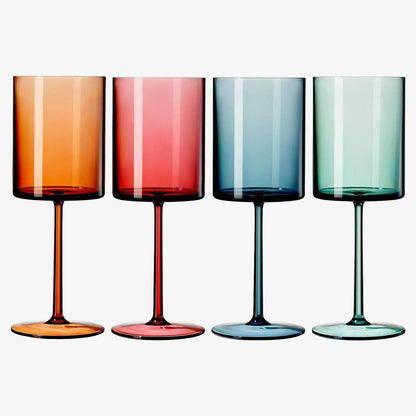 Multicolor Square Acrylic Wine Glasses Set of 4