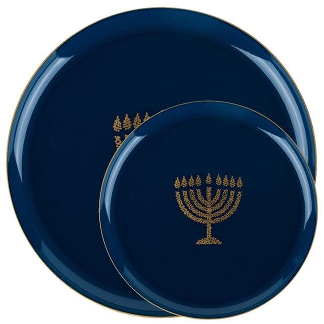 Hanukkah Glitter Disposable Dinner Plates for 10