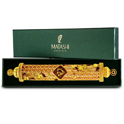 Yellow Jeweled Enamel Mezuzah with Crystals