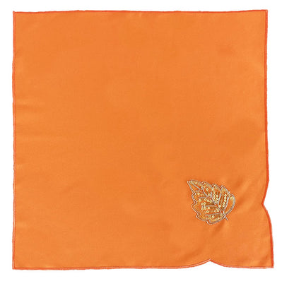 Gold Sequined Leaf Orange Napkins Set of 4