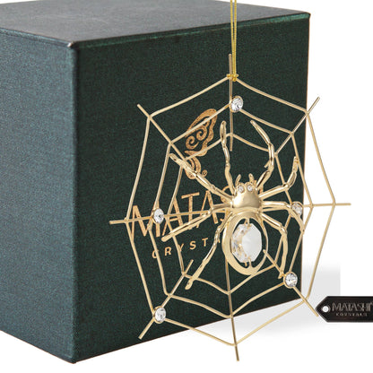 Gold and Crystal Spider Web Hanging Ornament