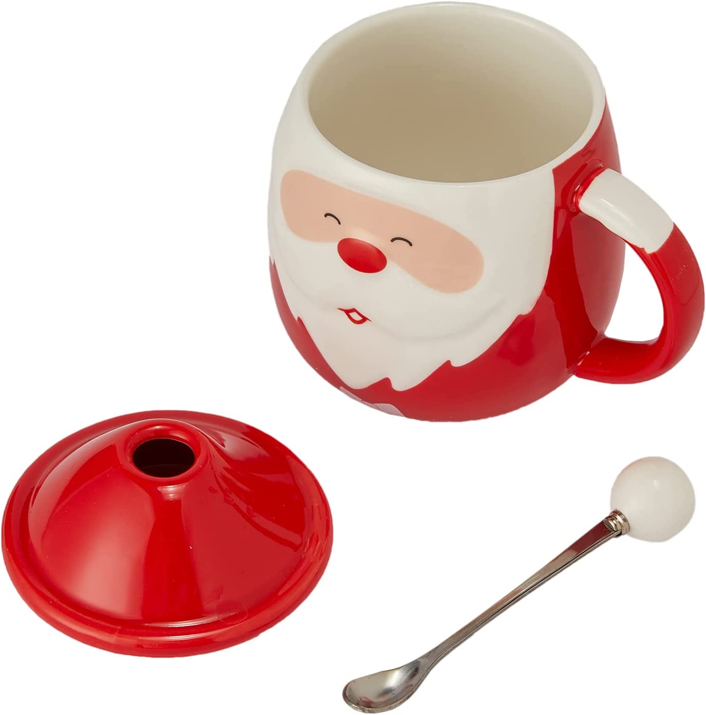 Santa Claus Mug with Santa Hat Lid and Spoon