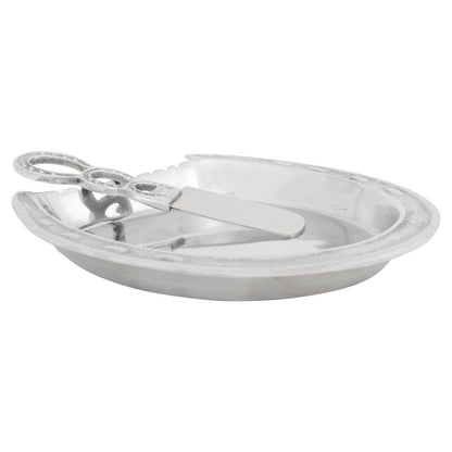 Horseshoe Shaped Cheese Plate with Knife