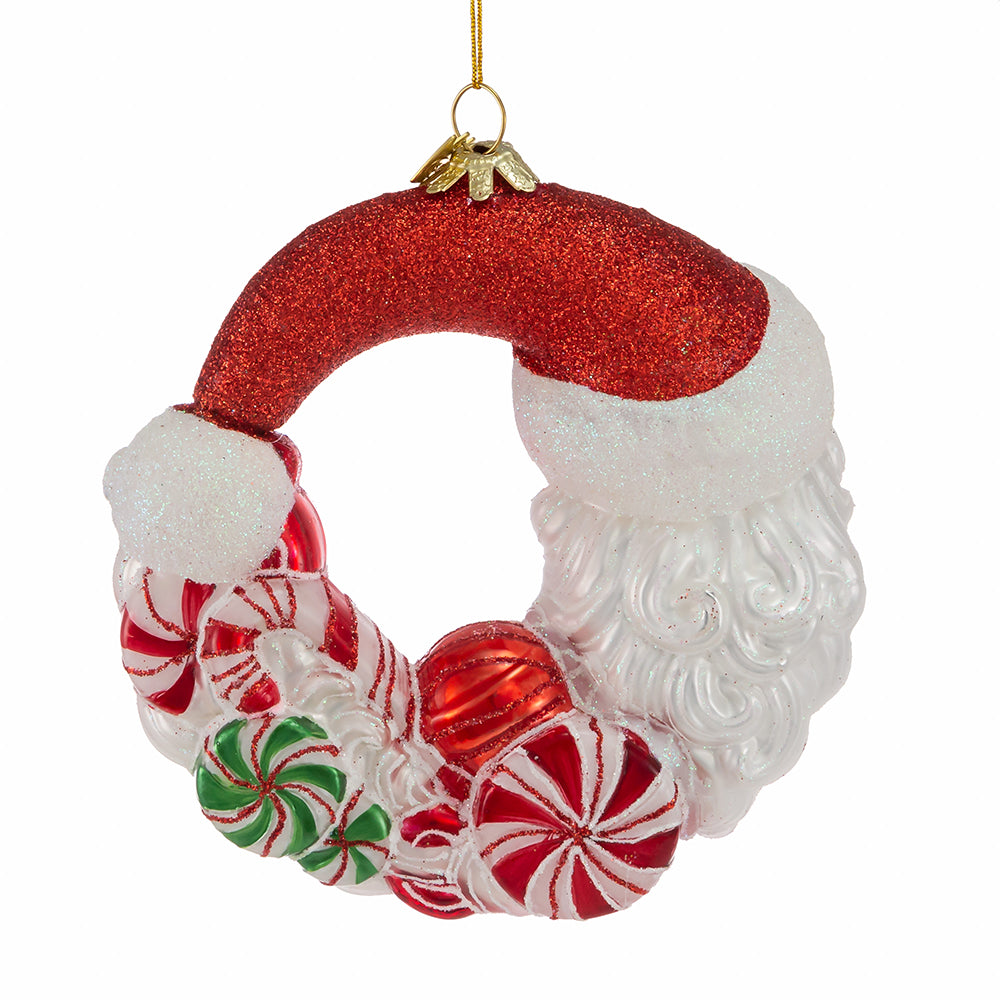 Santa Candy Cane Wreath Ornament