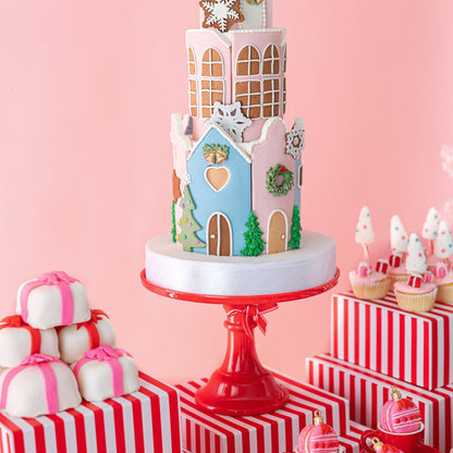 Red Melamine Pedestal Cake Stand