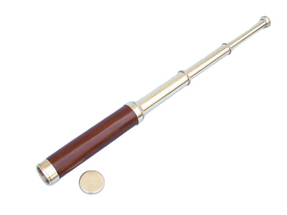 Nautical-style telescope with brown and gold finish  