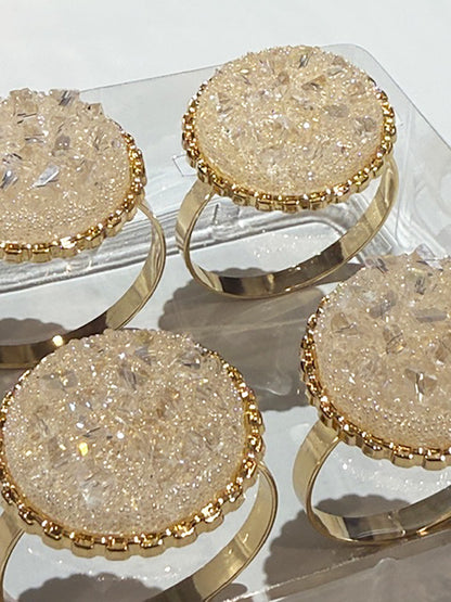 White Diamond Flecked Napkin Rings Set of 4