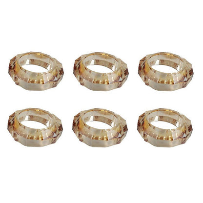 Amber Crystal Napkin Rings Set of 6