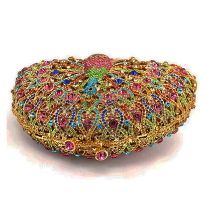 Colorful Crystal Peacock Clutch/Shoulder Evening Handbag