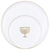 Hanukkah White and Gold Disposable Plates