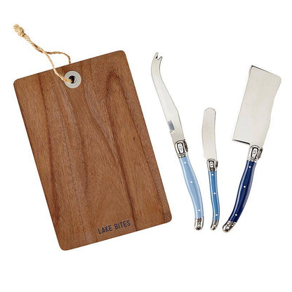 Lake Life Cutting Board and Cheese Knives Gift Set