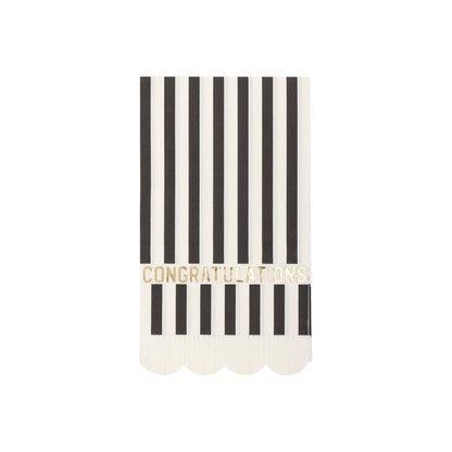 Black and White Stripe Congratulations Paper Napkins