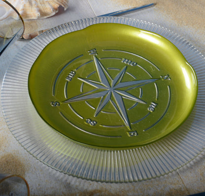 Nautical Theme Glass Snack Plates Set of 4
