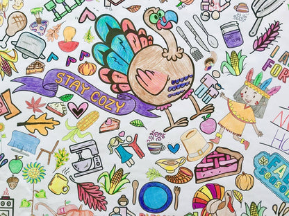 Thanksgiving Kids Coloring Paper Tablecloth