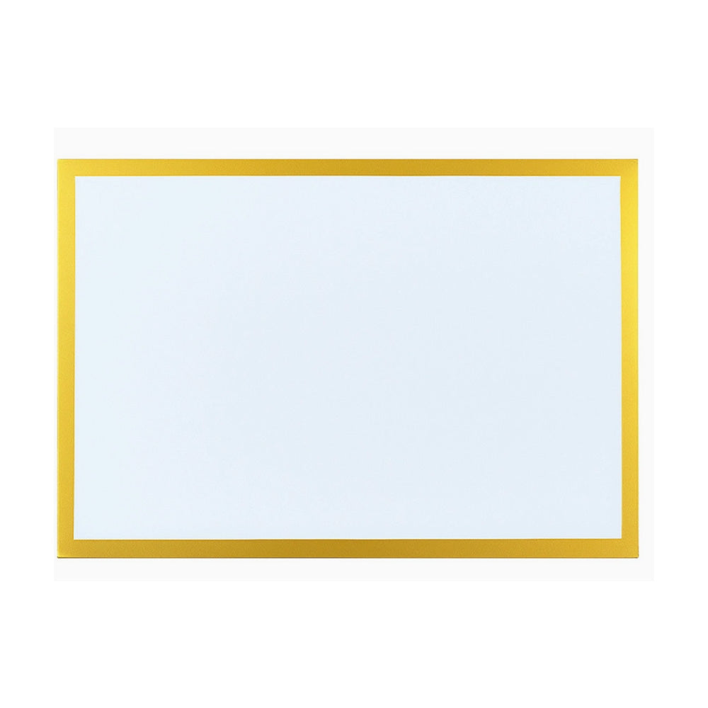 Rectangular gold-framed placemats with  against a plain white background that come in a roll.