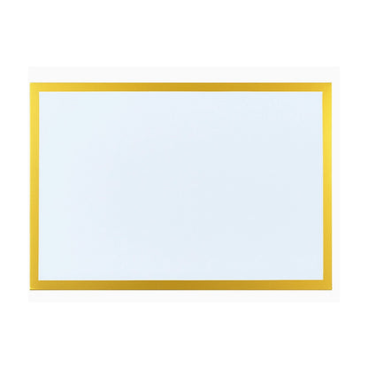Rectangular gold-framed placemats with  against a plain white background that come in a roll.