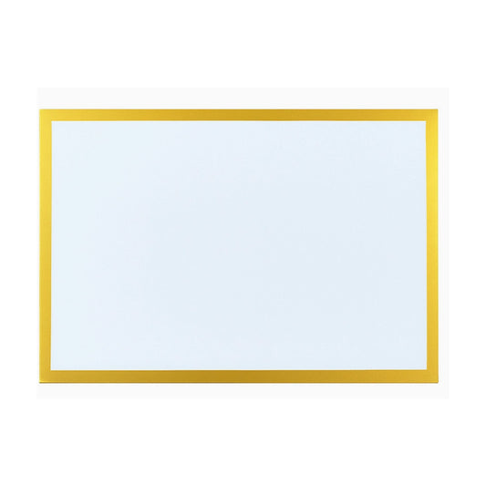 Rectangular gold-framed placemats with  against a plain white background that come in a roll.