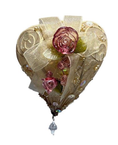 Shabby Chic Heart Ornaments Set of 2