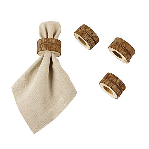Wooden Bark Slice Napkin Rings and Placecard Holders Set of Four