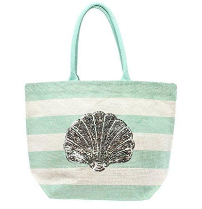 Blue and white Stripe Sea Life Tote Bag