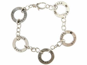 Sterling Silver Circles Sentiments Bracelet in Hebrew and English